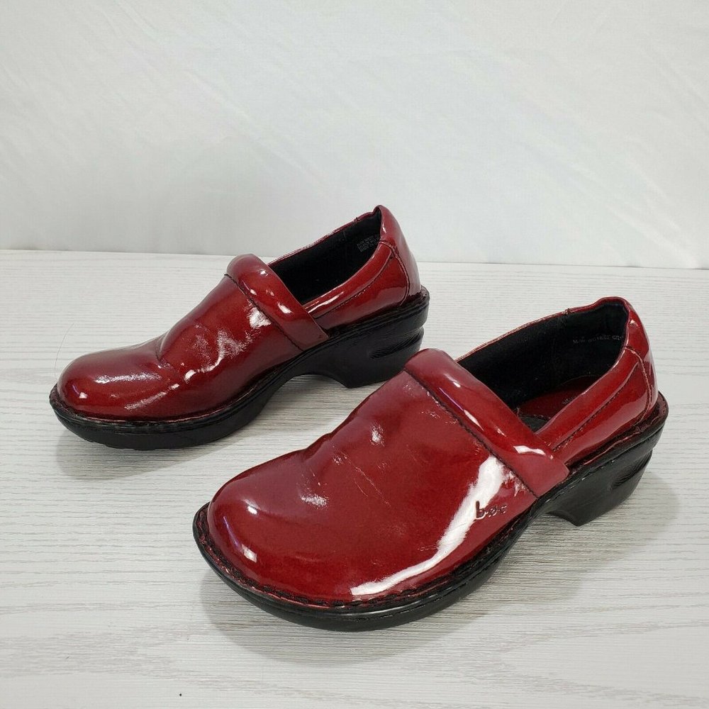 Born Mules Clogs Vegan Red Patent Slip On Nurse - Picture 3 of 8